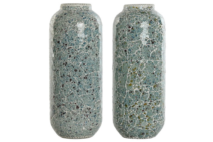 DKD Home Decor Lámpara Sobremesa Indio Verde Menta Azul Celeste 17 x 44 x 17 cm (2 Unidades)