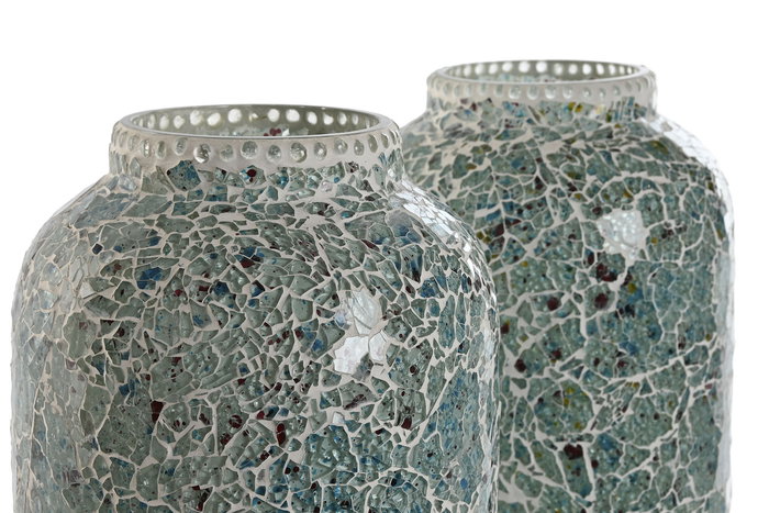 DKD Home Decor Lámpara Sobremesa Indio Verde Menta Azul Celeste 17 x 44 x 17 cm (2 Unidades)