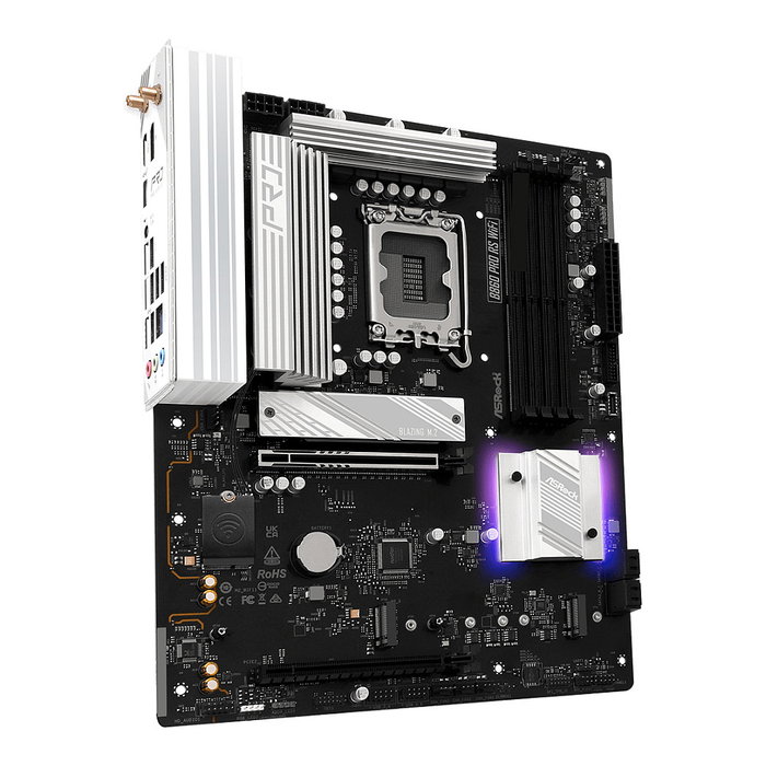 ASRock B860 Pro RS WiFi - Placa Base ATX Intel LGA 1851 para Intel Core Ultra (Series 2) - DDR5 256GB, Wi-Fi 6E, 2.5GbE, 4 SATA, 3 M.2, DisplayPort, HDMI