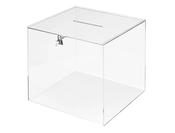 Archivo 2000 Urna Electoral 2000 Cuadrada Metacrilato Transparente con Cerradura y 2 Llaves 300x300x300 mm