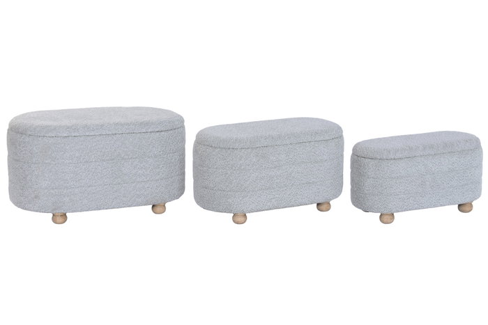 DKD Home Decor Set de 3 Descalzadoras Verde en Poliéster y Madera DKD Home Decor Set de 3 Descalzadoras Verde en Poliéster y Madera