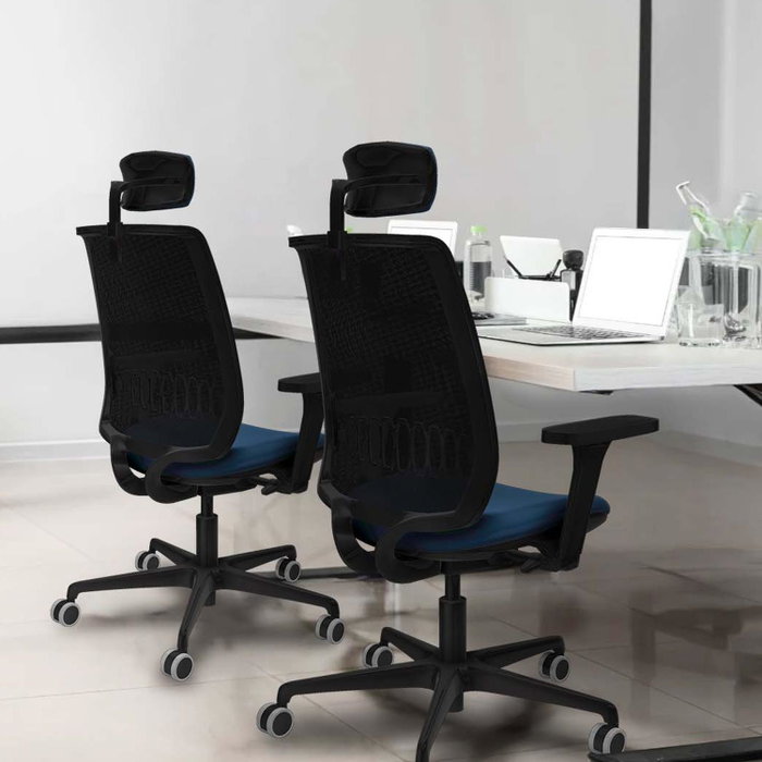 PIQUERAS Y CRESPO Silla de oficina Alares con mecanismo traslack, malla negra y similpiel amarillo