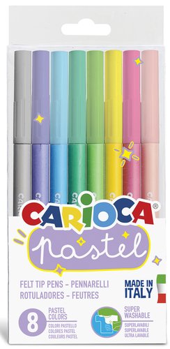 Carioca Rotuladores Pastel Colores Surtidos - Pack de 8 unidades con Punta Cónica