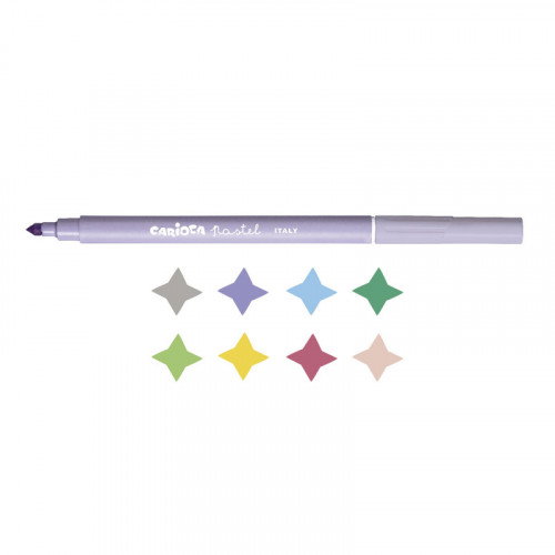 Carioca Rotuladores Pastel Colores Surtidos - Pack de 8 unidades con Punta Cónica