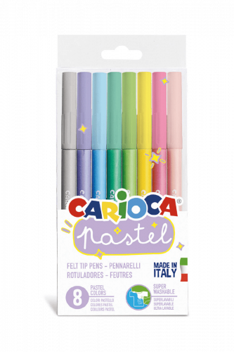 Carioca Rotuladores Pastel Colores Surtidos - Pack de 8 unidades con Punta Cónica