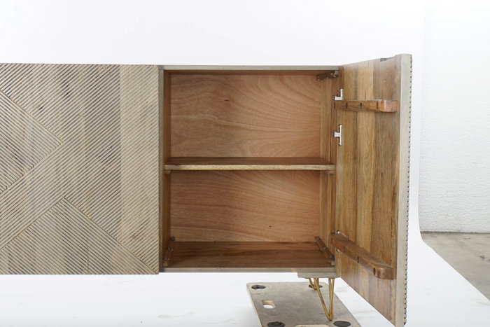 DKD Home Decor Buffet de Mango y Metal Gris y Dorado DKD Home Decor Buffet de Mango y Metal Gris y Dorado