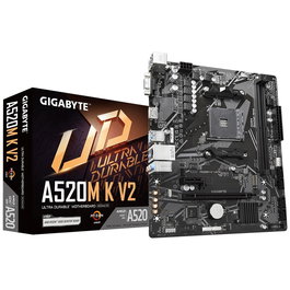 Gigabyte Placa Base AMD A520M K V2, Socket AM4, Chipset AMD A520, Micro ATX, 2x DDR4, HDMI 2.1, PCIe 3.0, M.2, LAN GbE, Smart Fan 5