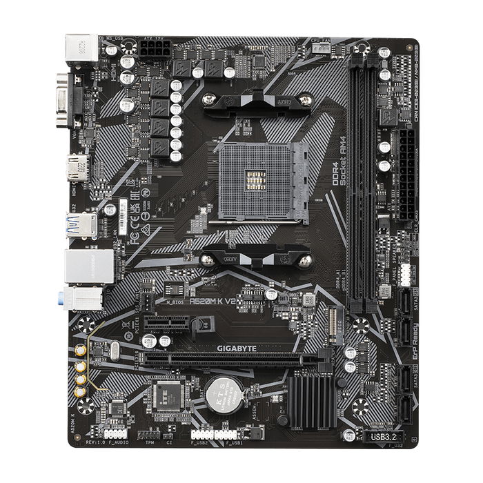 Gigabyte A520 M K V2 Placa Base AMD AM4 Micro ATX con Realtek Audio, PCIe 3.0, M.2, HDMI 2.1, 64GB DDR4, Compatible con Ryzen 5000/4000/3000 Gigabyte A520 M K V2 Placa Base AMD AM4 Micro ATX con Realtek Audio, PCIe 3.0, M.2, HDMI 2.1, 64GB DDR4, Compatible con Ryzen 5000/4000/3000