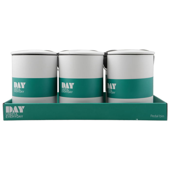 Day Cubo de Basura 3 L Blanco con Pedal y Cierre Suave Soft Close, Mate Acero Inoxidable y Plástico d.17.5 x h.23.5 cm