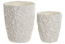 DKD Home Decor Set de 2 Maceteros de Cemento Crudo 24x24x28 cm