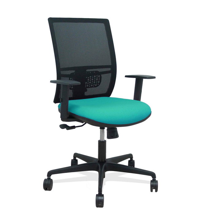 PIQUERAS Y CRESPO Silla de oficina Yunquera con mecanismo sincro, color turquesa y negro