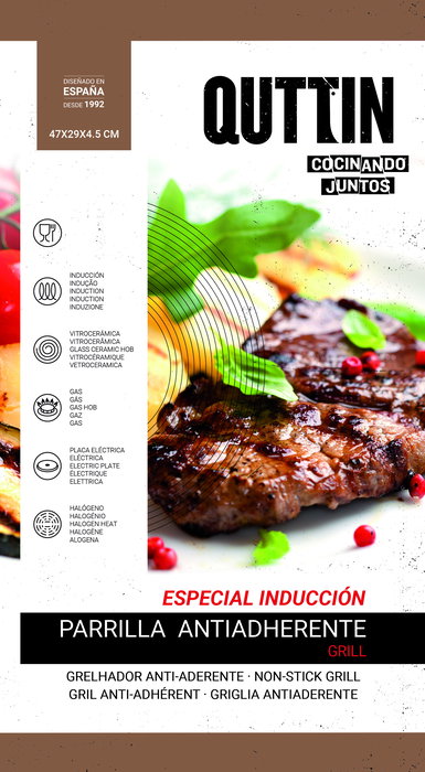 Quttin Parrilla Rectangular Grill 46.9 cm x 28.3 cm x 4.5 cm (6 Unidades)
