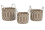 DKD Home Decor Set de 3 Cestas de Fibra y Algodón Natural
