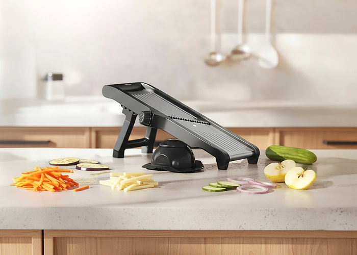 Inde Mandolina Ajustable de Cocina, 3 Funciones de Corte, Acero Inoxidable, Dimensiones 41.1 x 17.6 x 8.1 cm (6 Unidades)