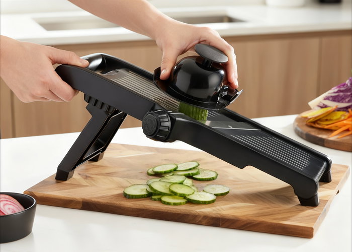Inde Mandolina Ajustable de Cocina, 3 Funciones de Corte, Acero Inoxidable, Dimensiones 41.1 x 17.6 x 8.1 cm (6 Unidades)