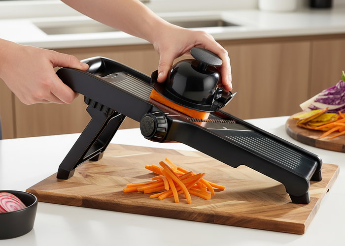 Inde Mandolina Ajustable de Cocina, 3 Funciones de Corte, Acero Inoxidable, Dimensiones 41.1 x 17.6 x 8.1 cm (6 Unidades)