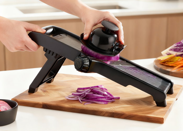 Inde Mandolina Ajustable de Cocina, 3 Funciones de Corte, Acero Inoxidable, Dimensiones 41.1 x 17.6 x 8.1 cm (6 Unidades)
