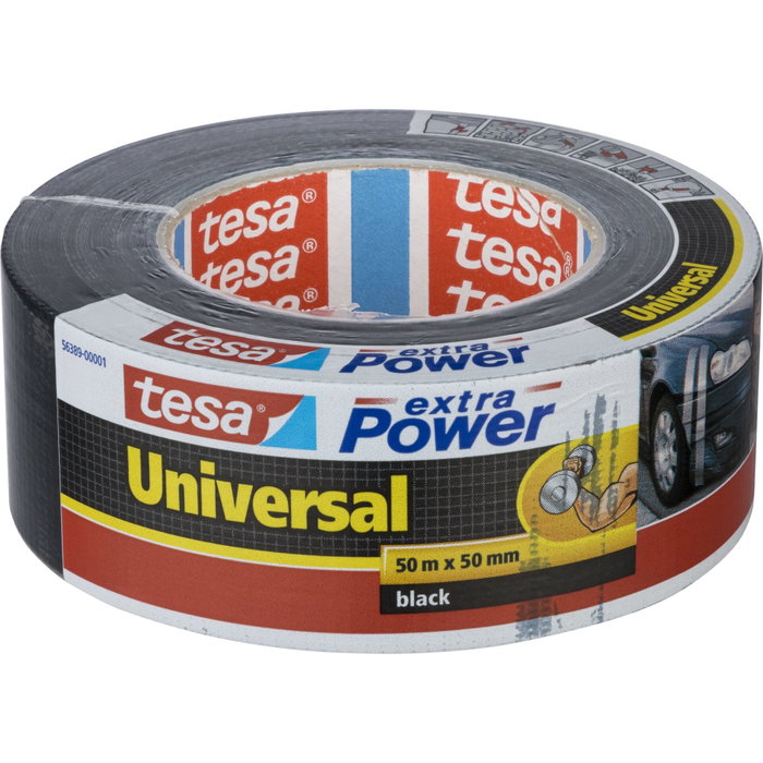 Tesa Cinta Americana Extra Power Universal Negra 50 mm x 50 m