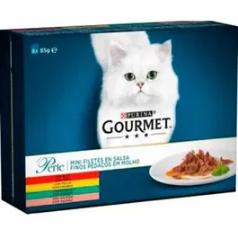 Purina Gourmet Perle Laminas de Pollo para Gatos - Comida Húmeda en Sobre, Caja de 8 x 85 g