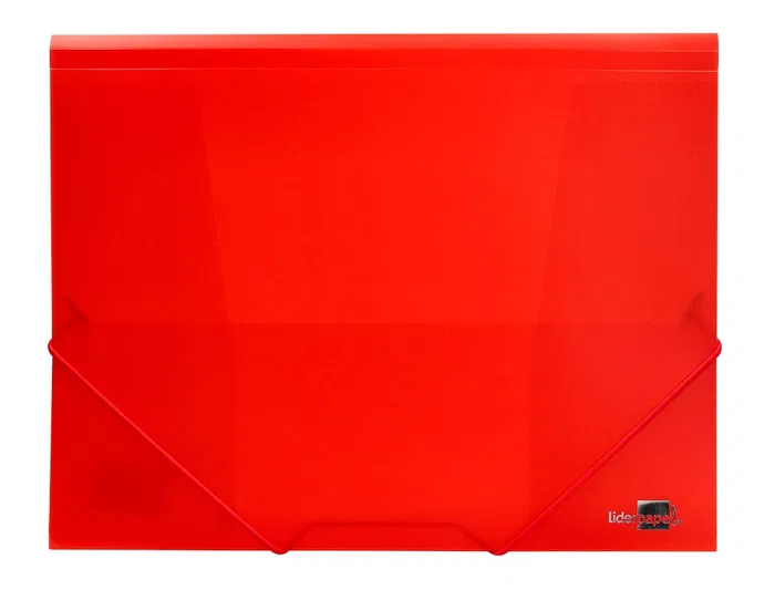 Liderpapel Carpeta con Gomas Tres Solapas Polipropileno DIN A4 Rojo Translúcido