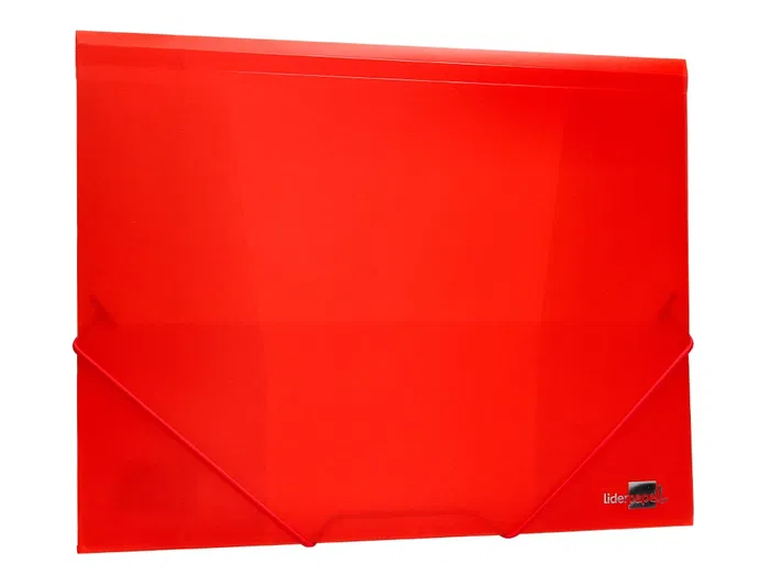 Liderpapel Carpeta con Gomas Tres Solapas Polipropileno DIN A4 Rojo Translúcido