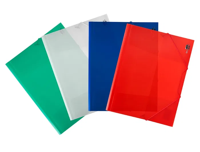 Liderpapel Carpeta con Gomas Tres Solapas Polipropileno DIN A4 Rojo Translúcido