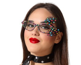 Gafas De Sol Ojos De Gato Años 50 Multicolor Pedrería Para Carnaval Eventos Vintage