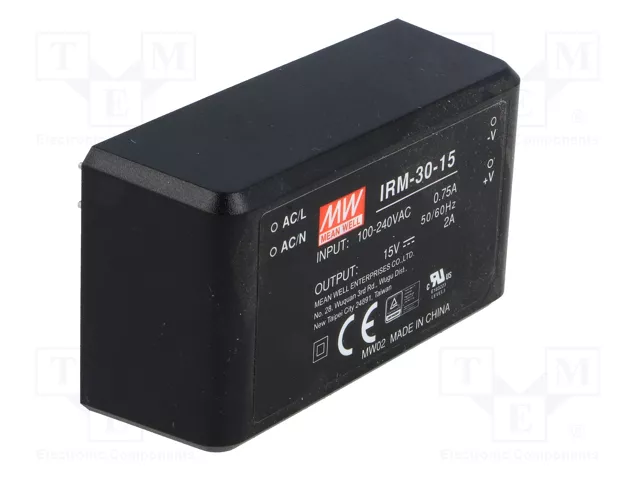 MEAN WELL IRM-30-15 Convertidor AC/DC 30W 15V 2A MEAN WELL IRM-30-15 Convertidor AC/DC 30W 15V 2A