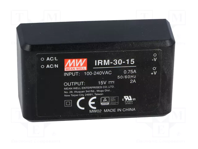 MEAN WELL IRM-30-15 Convertidor AC/DC 30W 15V 2A MEAN WELL IRM-30-15 Convertidor AC/DC 30W 15V 2A