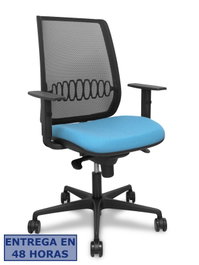 Piqueras y Crespo Silla Alares con Mecanismo Sincro, Malla Negra y Asiento Azul Cielo