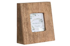 DKD Home Decor Marco de Foto 10x10 Natural Mango y Cristal 19.5 x 5.5 x 19.5 cm