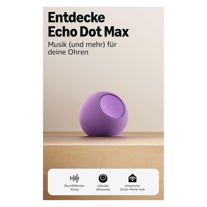 Amazon Echo Dot Max (2025) Lila Inteligente Inalámbrico Alexa WiFi 6E Bluetooth 5.3 Batería