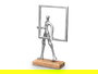 Giftdecor Soporte Decoración Hombre Marco Plateado Metal Aluminio Madera Mango 19x29x7cm (Set de 6)