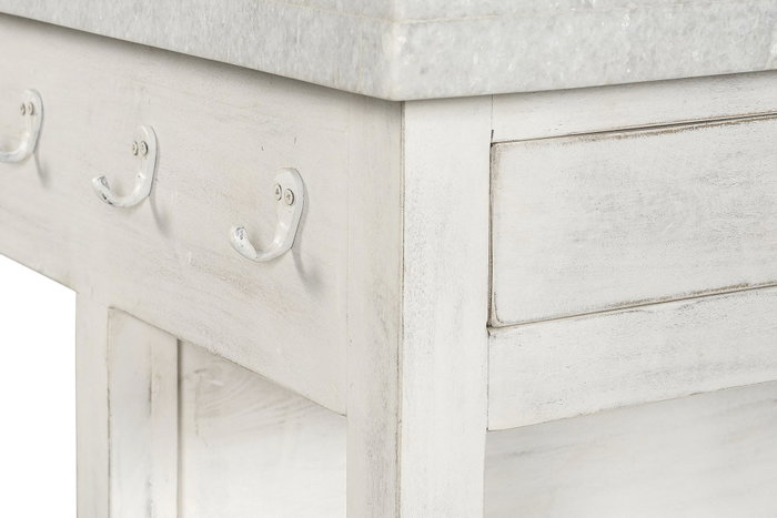 DKD Home Decor Isla de Cocina de Madera y Mármol Blanca