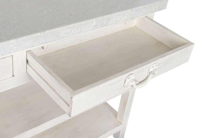 DKD Home Decor Isla de Cocina de Madera y Mármol Blanca
