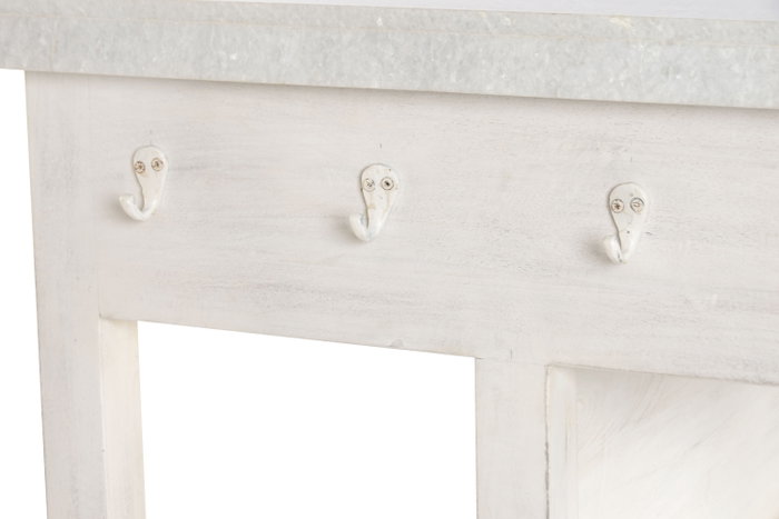 DKD Home Decor Isla de Cocina de Madera y Mármol Blanca
