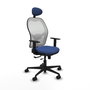 PIQUERAS Y CRESPO Silla de oficina Jorquera con mecanismo Sincro/Traslack, Azul marino y Blanco