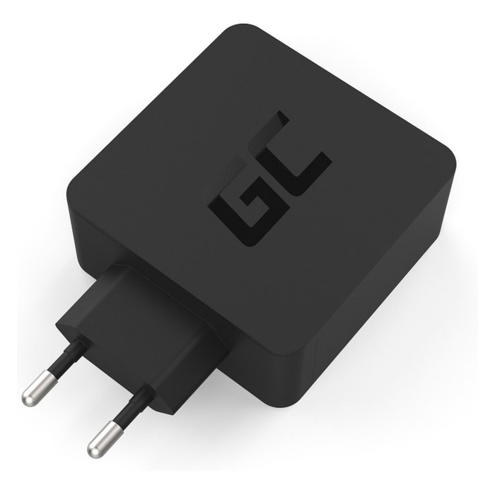 Green Cell CHAR10 Cargador de 45W con 2 Puertos USB-C/USB 3.0 y Cable USB-C de 2m, Negro