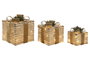 DKD Home Decor Set de Regalo 3 LED Ratán Blanco 25x25x25 cm
