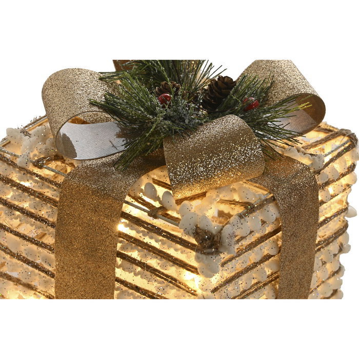 DKD Home Decor Set de Regalo 3 LED Ratán Blanco 25x25x25 cm