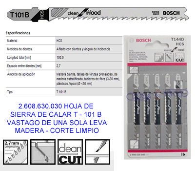 Bosch Hoja de Sierra de Calar T101B 5x100 mm para Madera Bosch Hoja de Sierra de Calar T101B 5x100 mm para Madera