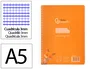 Liderpapel Cuaderno espiral Pautaguía A5, Tapa Plástico, 80 Hojas 90gr, Cuadro Pautado 3mm, Color Naranja