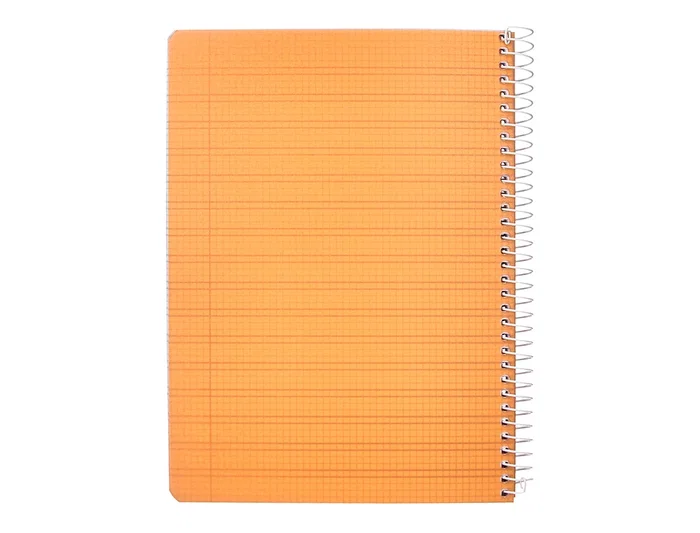 Liderpapel Cuaderno espiral Pautaguía A5, Tapa Plástico, 80 Hojas 90gr, Cuadro Pautado 3mm, Color Naranja