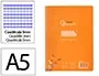 Liderpapel Cuaderno espiral Pautaguía A5, Tapa Plástico, 80 Hojas 90gr, Cuadro Pautado 3mm, Color Naranja