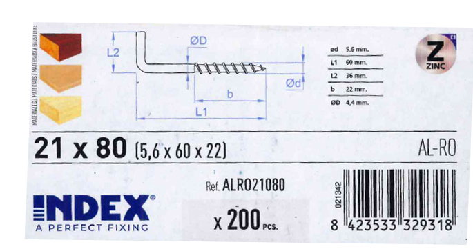Alcayatas de rosca 21x80 5.23 Ø Zinc 44059