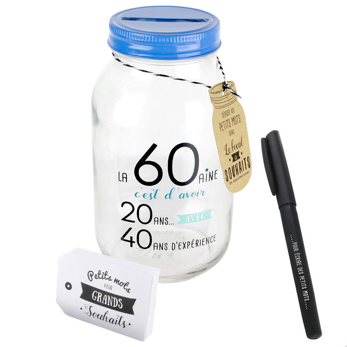 Dites-le avec des Mots Tarro Deseos Cumpleaños Hucha 18, 20, 30, 40, 50, 60 Años Regalo Original Dites-le avec des Mots Tarro Deseos Cumpleaños Hucha 18, 20, 30, 40, 50, 60 Años Regalo Original