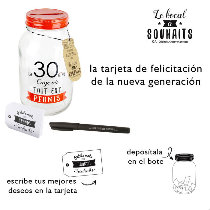 Dites-le avec des Mots Tarro Deseos Cumpleaños Hucha 18, 20, 30, 40, 50, 60 Años Regalo Original Dites-le avec des Mots Tarro Deseos Cumpleaños Hucha 18, 20, 30, 40, 50, 60 Años Regalo Original