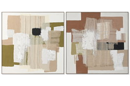 DKD Home Decor Cuadro Lienzo Abstracto Surtido de 2 Piezas en Verde y Greige