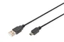 Digitus AK-300130-018-S Cable USB 2.0 A a Mini USB B (5 Patillas), 1.8 Metros, 480 Mbps, Negro, para Smartphone, MP3, Disco Duro