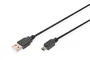 Digitus AK-300130-018-S Cable USB 2.0 A a Mini USB B (5 Patillas), 1.8 Metros, 480 Mbps, Negro, para Smartphone, MP3, Disco Duro